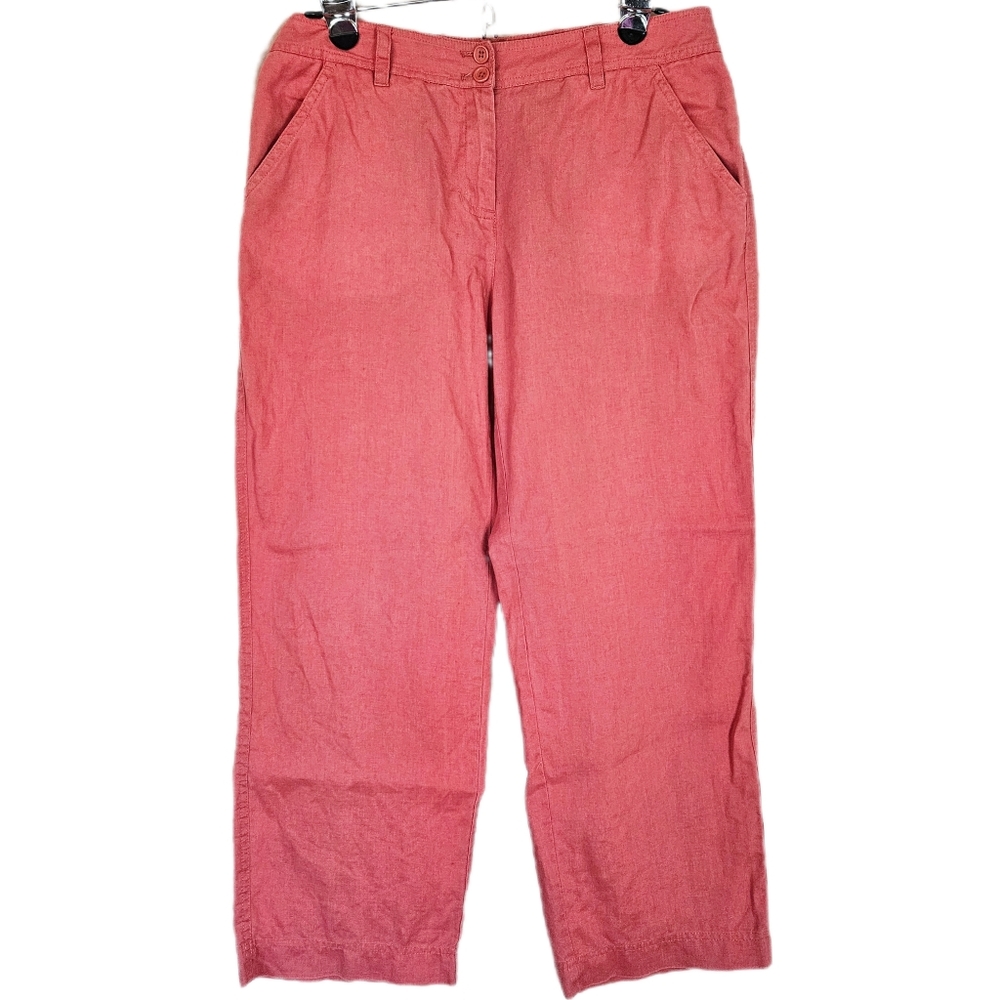 Jones New York Pink Linen Ankle Pants Women's‎ 6 Relaxed Coastal Spring Summer